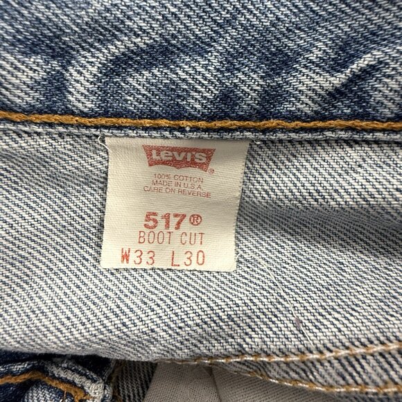 Vtg Levi’s 517 Bootcut 33x30 31x29 90s Made In USA Feathering And Fade‎ - Picture 9 of 12